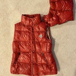 Red Moncler vest with removable hood. Perfect condition.